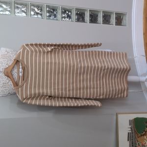 Vineyard Vines Tan & White Stripe Long Sleeve Sweater Dress XS